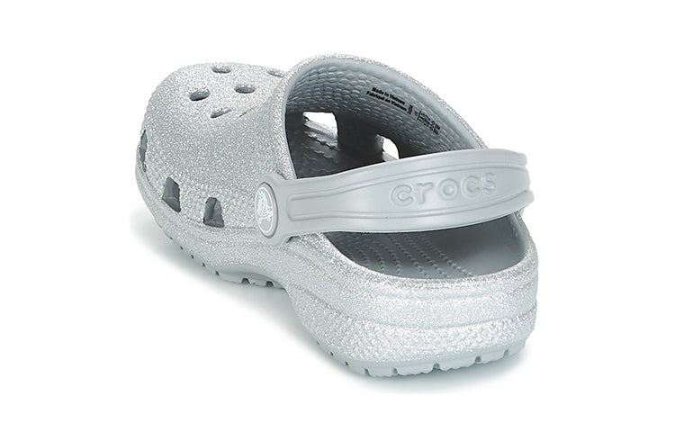(GS) Crocs Classic Glitter Clogs 'Silver' 205441-040