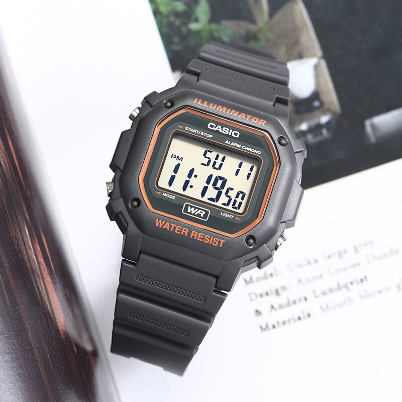 CASIO Retro Waterproof Classic Small Cube Brown Watch 50m Waterproof Resin Strap Black Analog F-108WH-8A2
