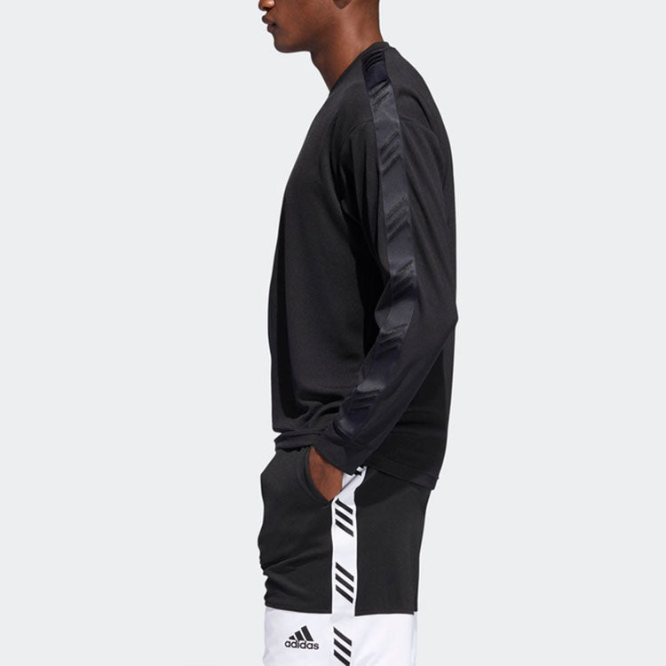 adidas Printing Logo Round Neck Long Sleeves Black DU1037