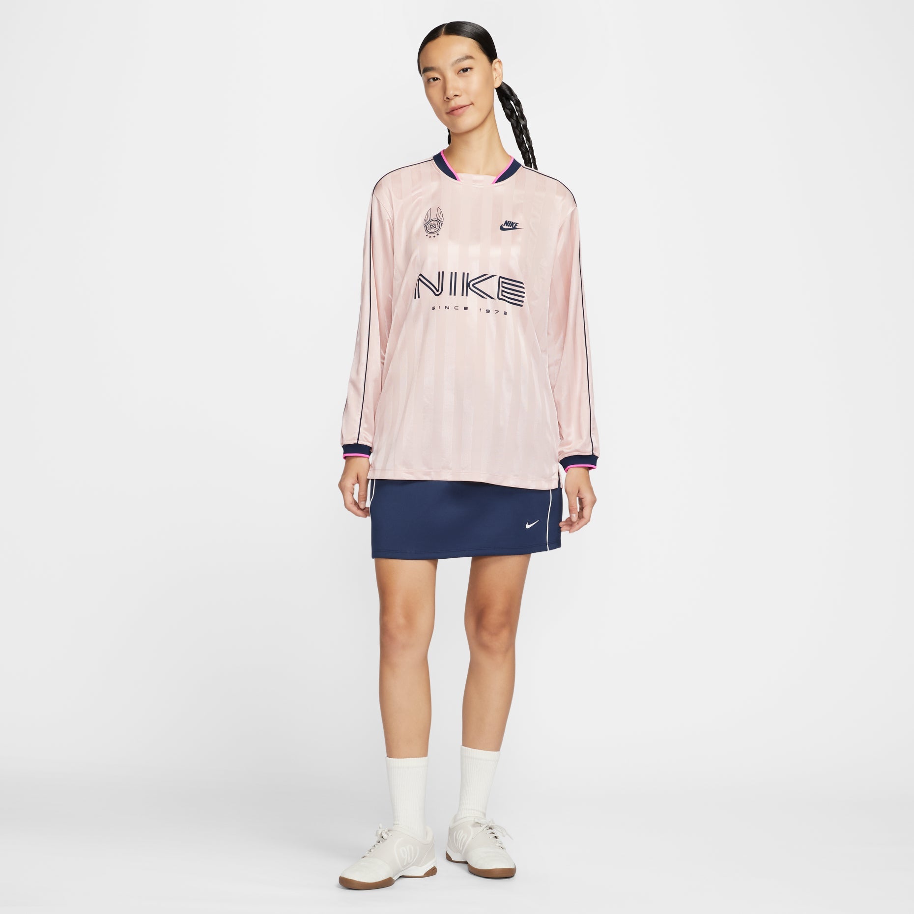 (WMNS) Nike Sportswear Long-Sleeve Jersey 'Dark pink Midnight Navy' IM7453-667
