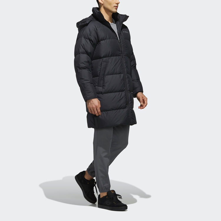 adidas Outdoor protection against cold Stay Warm hooded mid-length Down Jacket Black EH4983