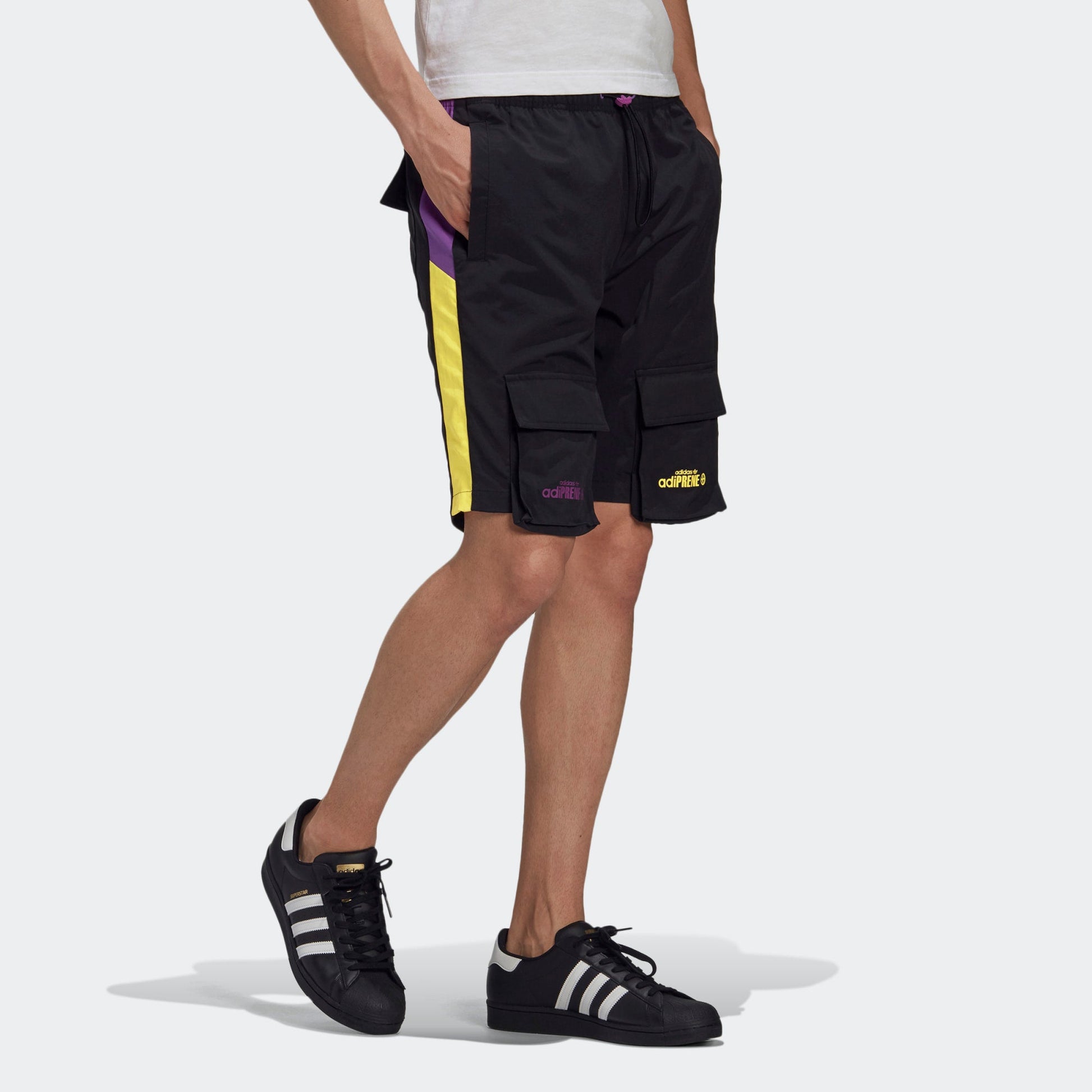 adidas originals Adiprene Short Multiple Pockets Contrasting Colors Cargo Sports Shorts Black GJ6759