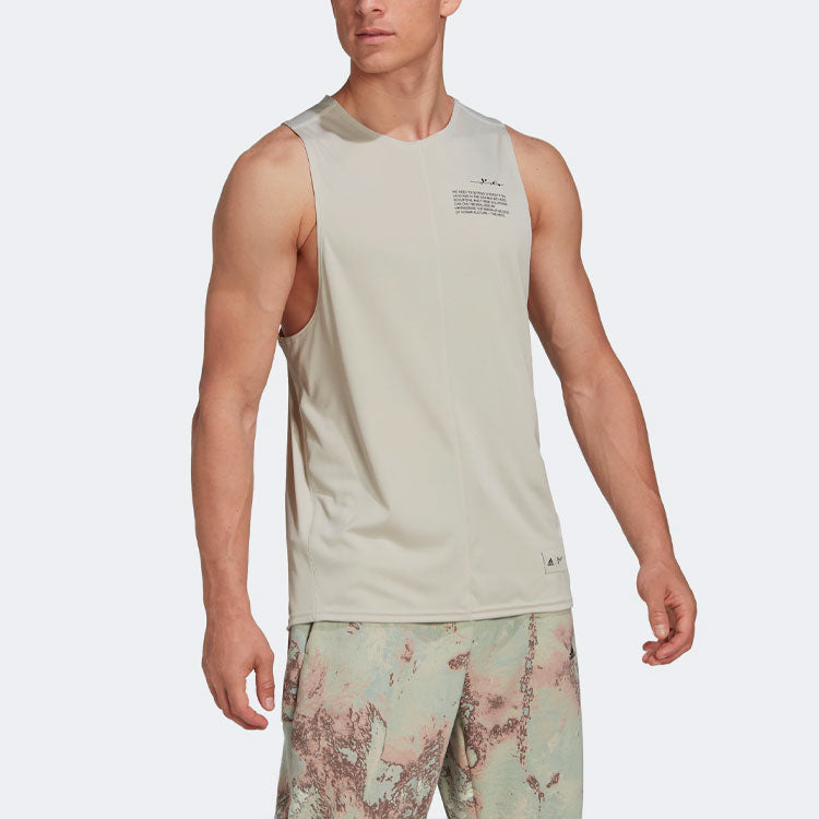 adidas Solid Color Alphabet Sports Training Vest Unisex Bauxite Brown HG6442