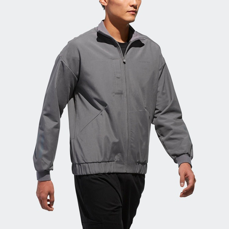 adidas neo M Ut Bmbr Jkt Casual Sports Zipper Stand Collar Long Sleeves Jacket Gray CV8988