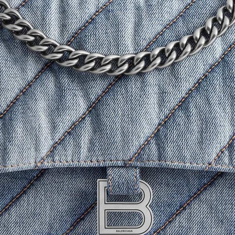 (WMNS) Balenciaga Crush Medium Chain Bag Quilted 'Blue' 7163932AAGX4661