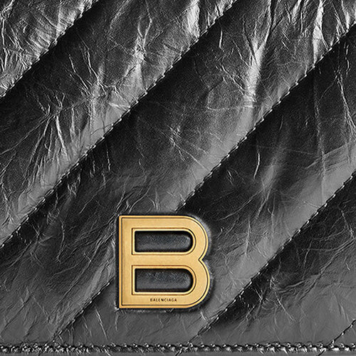(WMNS) Balenciaga Crush Wallet On Chain Quilted 'Black' 781723210J11000