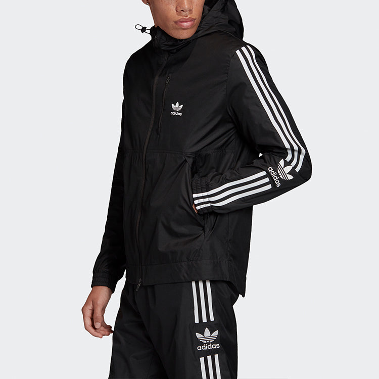 adidas originals Lock UP WB Cardigan Casual Sports Hooded Jacket Black FM3815