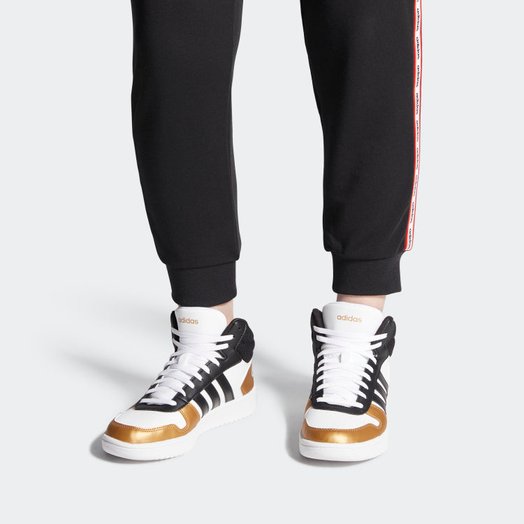 (WMNS) adidas Hoops 2.0 Mid 'Black White Gold' FW6158