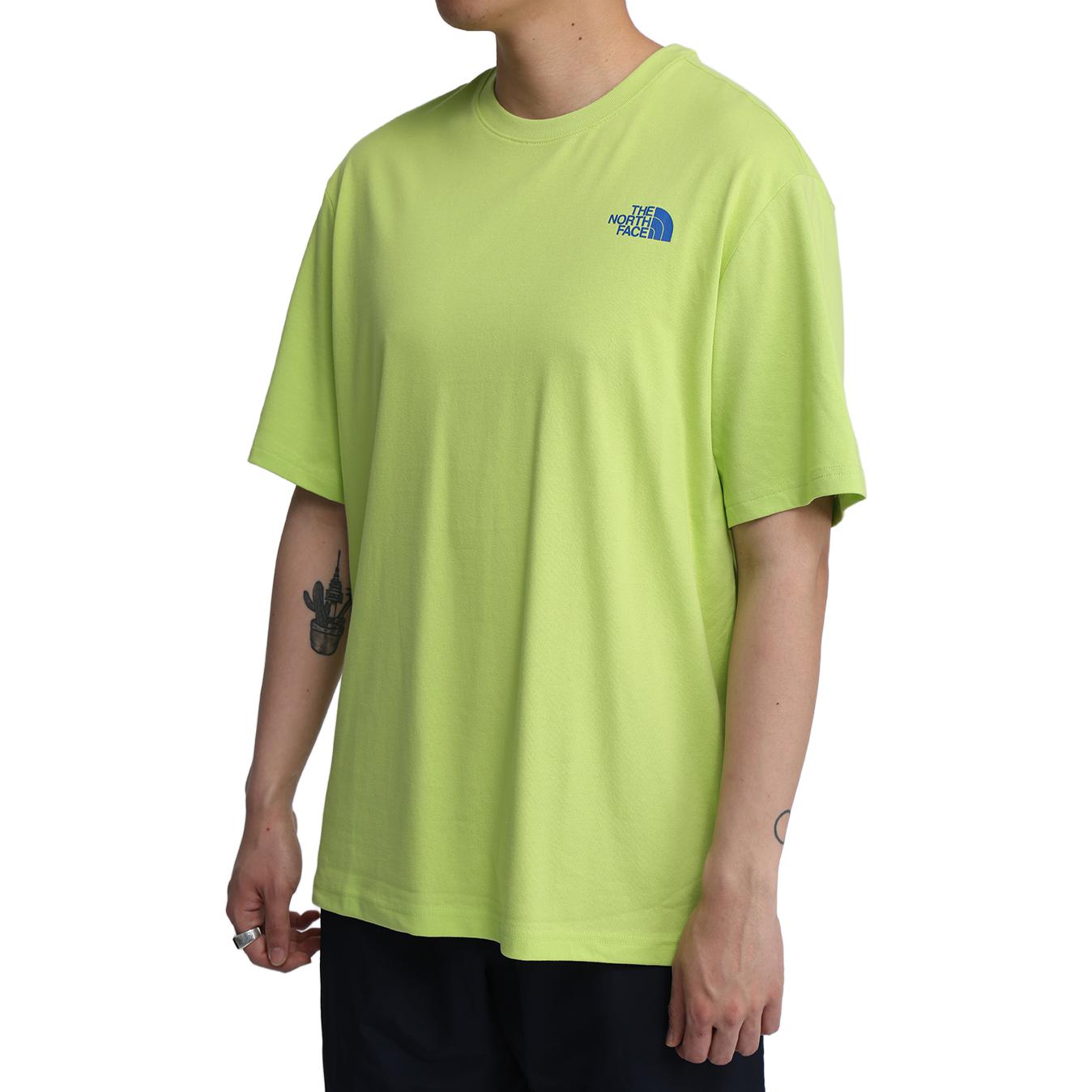 THE NORTH FACE Graffiti Character Small Logo Short Sleeve Couple Style Fluorescent Green NT7UL09C