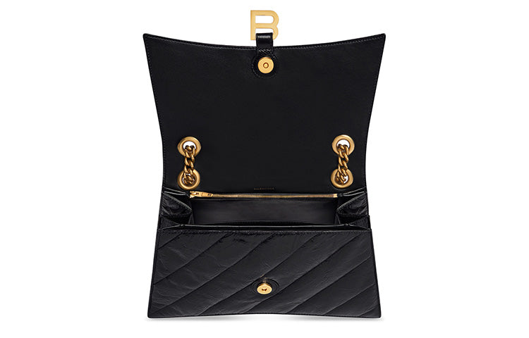 (WMNS) Balenciaga Crush Medium Chain Bag Quilted 'Black' 716393210J11000