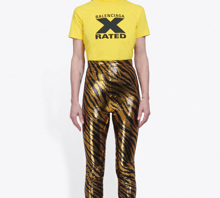 Balenciaga X-Rated Small Slim Fit Short Sleeve Yellow 612964TIVA71802