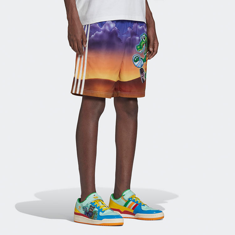 adidas originals x Kerwin Frost Crossover Cartoon Full Print Contrasting Colors Sports Shorts H66312