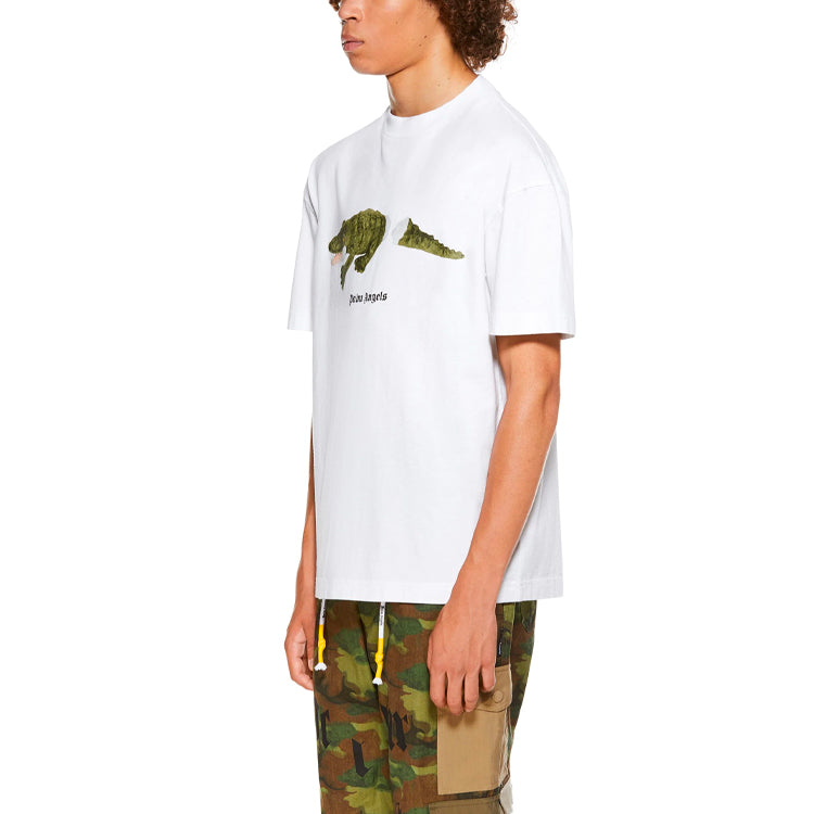 Palm Angels Croco Short-Sleeve Tee 'White/Green' PMAA001R21JER0020155