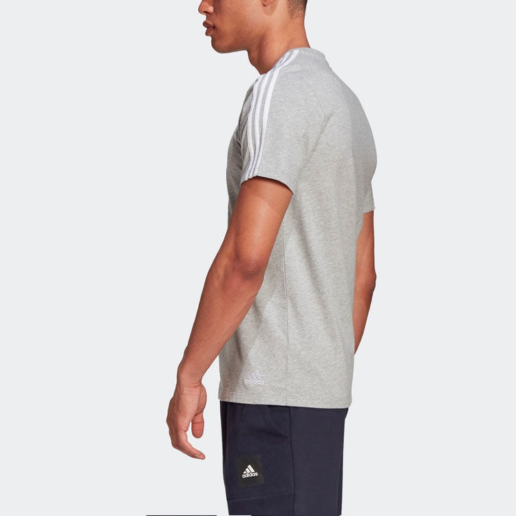 adidas x Disney Crossover Cartoon Printing Stripe Round Neck Short Sleeve Unisex Gray T-Shirt GQ0906