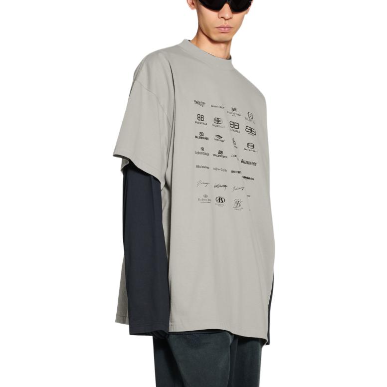 Balenciaga Archives Logos T-Shirt Oversized 'Light Grey' 712398TNVQ71342