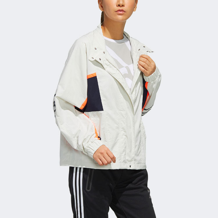 (WMNS) adidas Logo Printing Splicing Stand Collar Jacket Autumn Gray FM5275