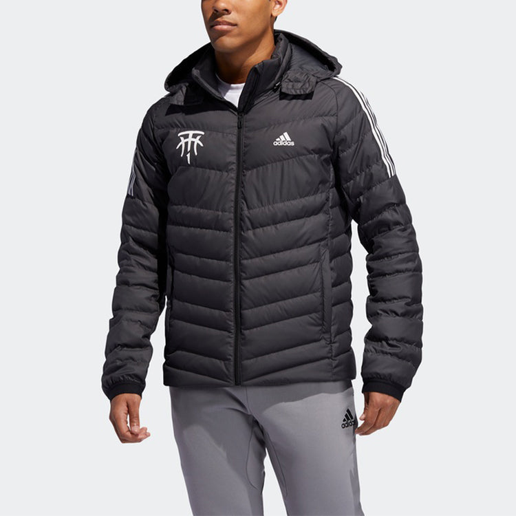 adidas Tmac Down Jkt Basketball Training Sports hooded Stay Warm Down Jacket Black EI9712