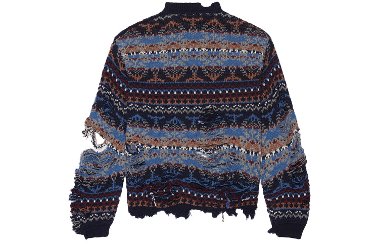 Balenciaga Destroyed Fair Isle Wool-Blend Jumper 'Blue' 662518T16028088