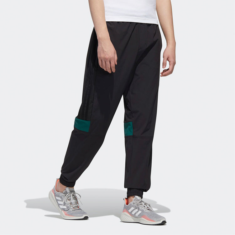 adidas neo M Ss Tcns Tp 2 Colorblock Bundle Feet Casual Loose Sports Long Pants Black GJ8758