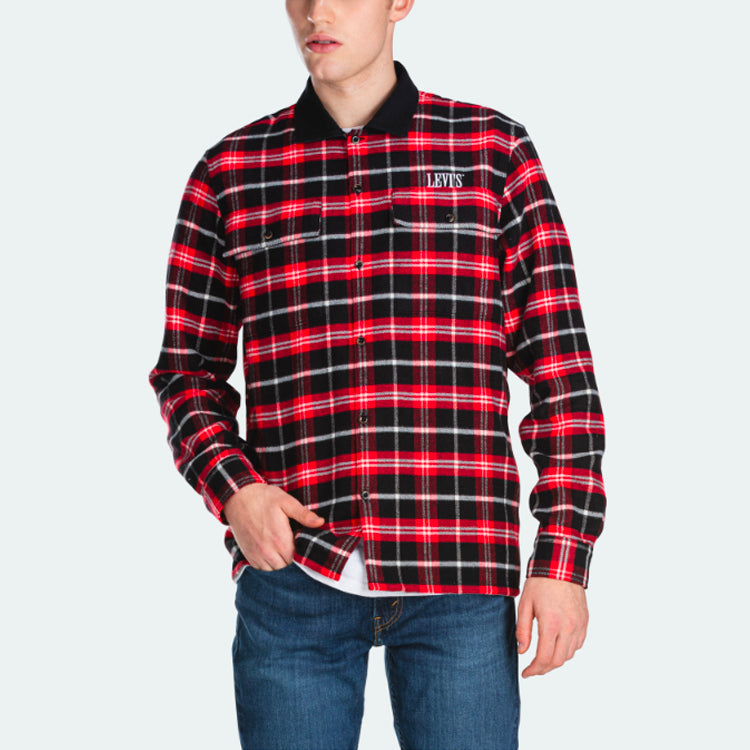 Men's Levis JAHAN LOH Crossover Plaid Long Sleeves Shirt Red 18186-0000