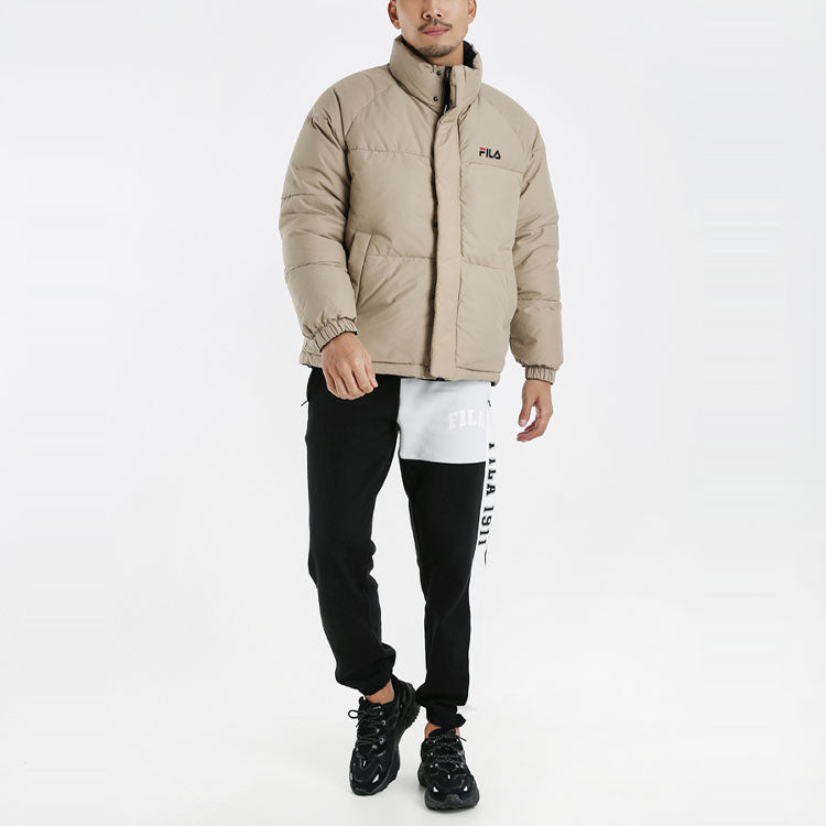 FILA Stay Warm Sports Stand Collar Reversible Down Jacket Couple Style Beige FS2DJC4103X-NBG