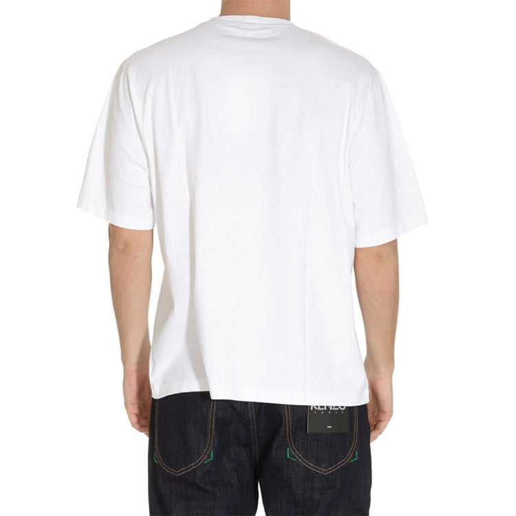 Men's KENZO Classic Tiger Head Printing Loose Round Neck Short Sleeve White FA55TS5004YA-01