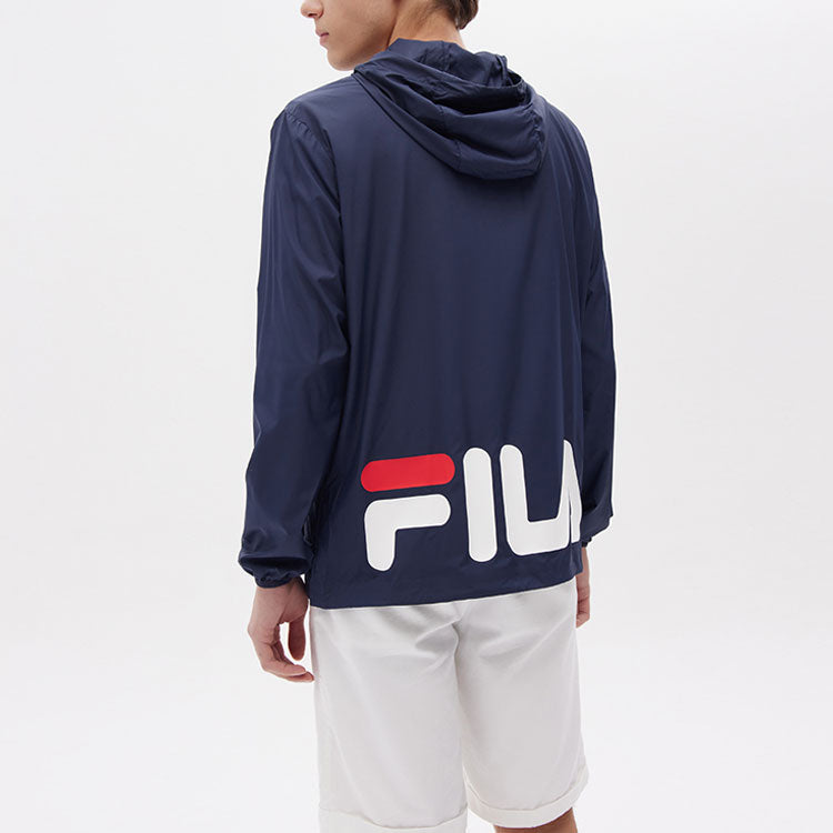 FILA Logo Printing Casual hooded Thin and light Jacket Blue F51M128712F-NV