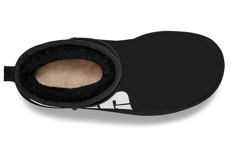 (WMNS) UGG Classic Ultra Mini Broken Logo 'Black White' 1126373-BLK