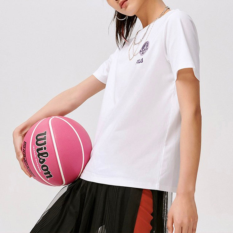 (WMNS) Fila FUSION Casual Sports Loose Knit Short Sleeve White T11W128103F-WT