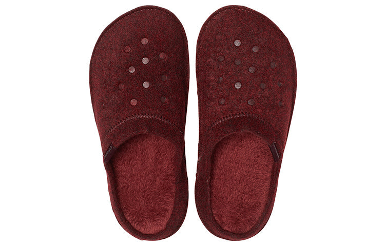Crocs Classic Casual Thicken Stay Warm Unisex Wine Red Slippers 203600-60U