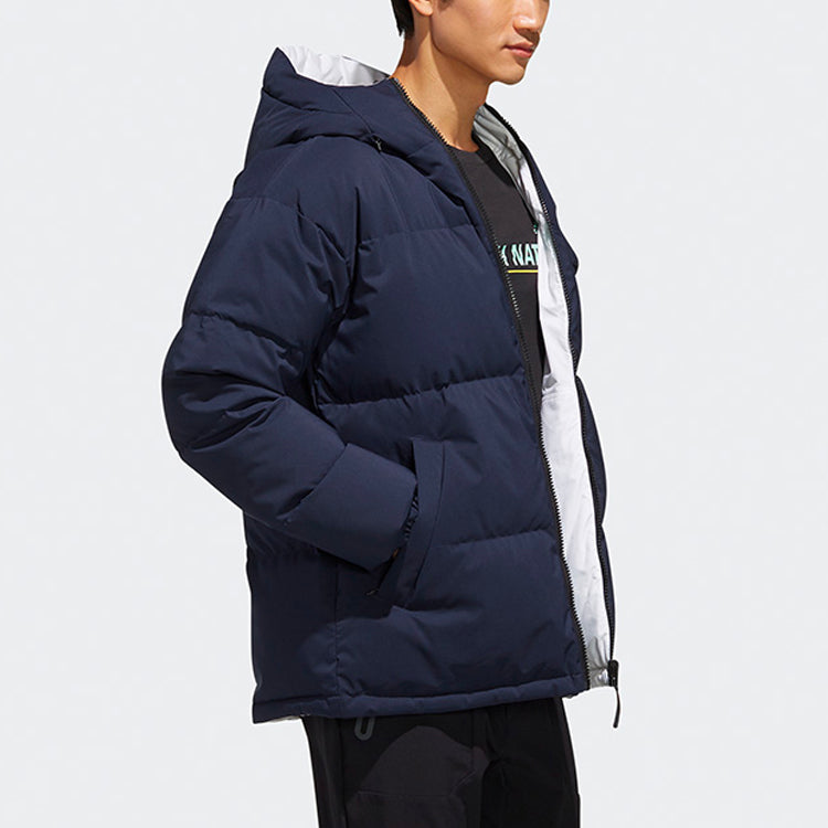 adidas Reversible hooded Sports Down Jacket Navy Blue EH4010