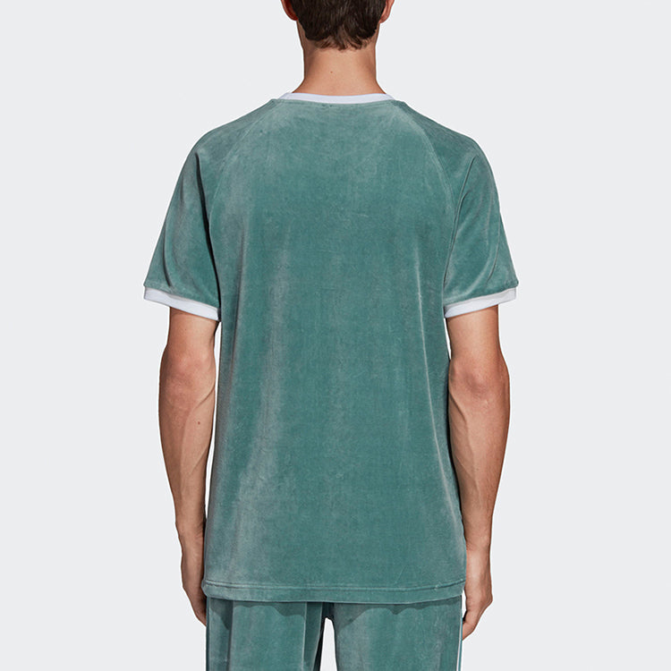adidas originals Cozy Tee Casual Round Neck Loose Logo Stripe Short Sleeve Green DV1623
