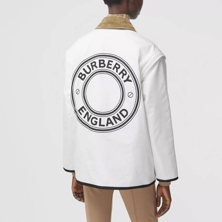 Burberry Sleeve Double Sided Logo Jacket White 80370381