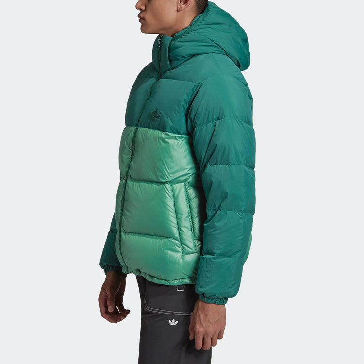 adidas originals Down Regen Puff Stay Warm Splicing Sports hooded down Jacket Green GE1329