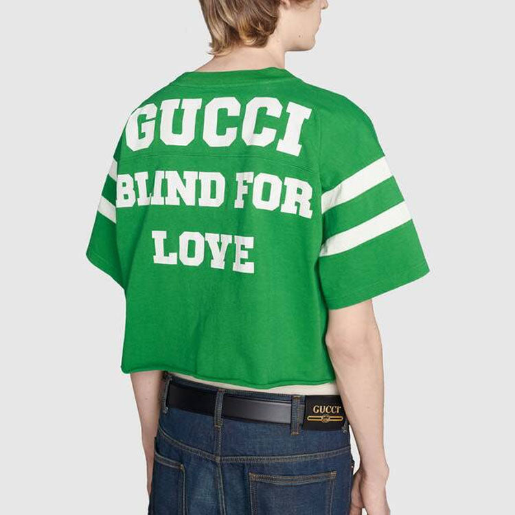 Men's Gucci SS21 1921 Series Alphabet Numeric Printing Short Sleeve Green T-Shirt 659757-XJDHH-3521