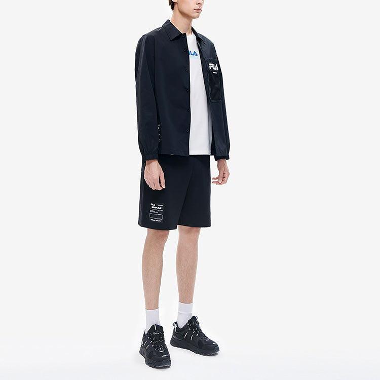 Men's FILA Alphabet Logo Athleisure Casual Sports Jacket Black F11M229402F-BK