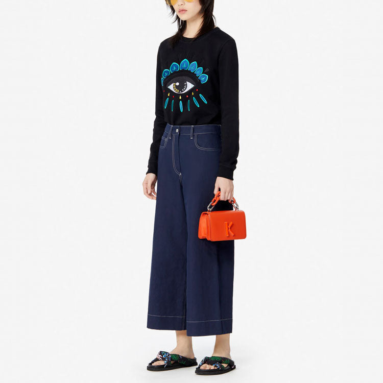(WMNS) KENZO Casual Pullover Long Sleeves Hoodie Black FA52SW7104XC-99