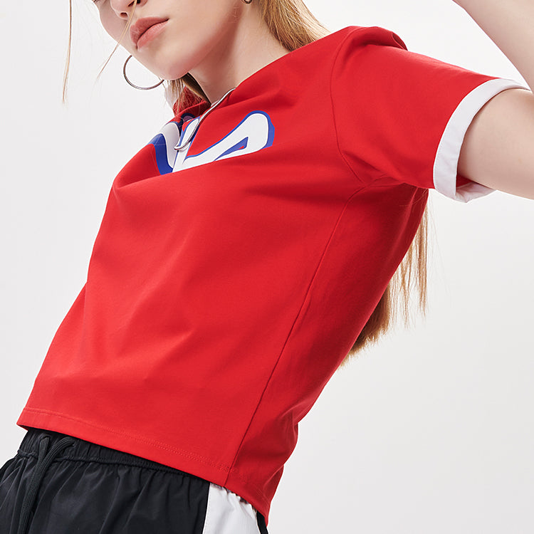 FILA FUSION 3D Contrasting Colors Logo Sports Slim Fit Short Sleeve Classic Red T11W135104F-AR