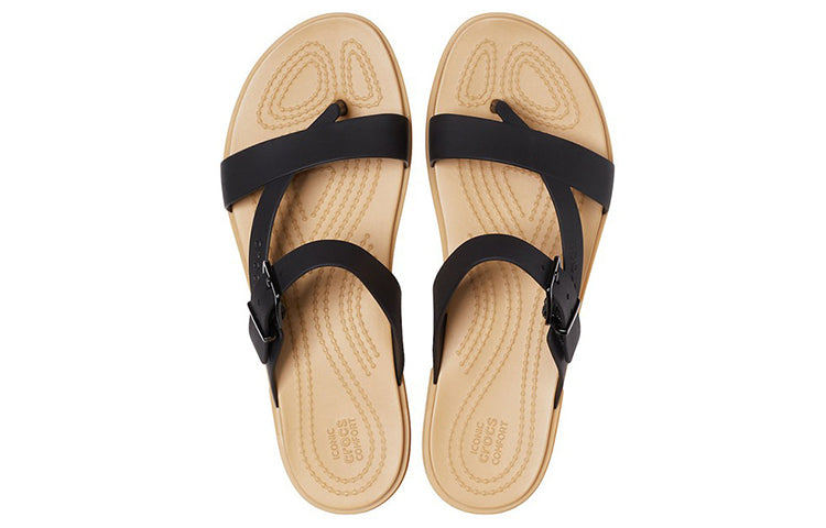 (WMNS) Crocs Minimalistic Cozy Sports Slippers Black Brown 206108-00W