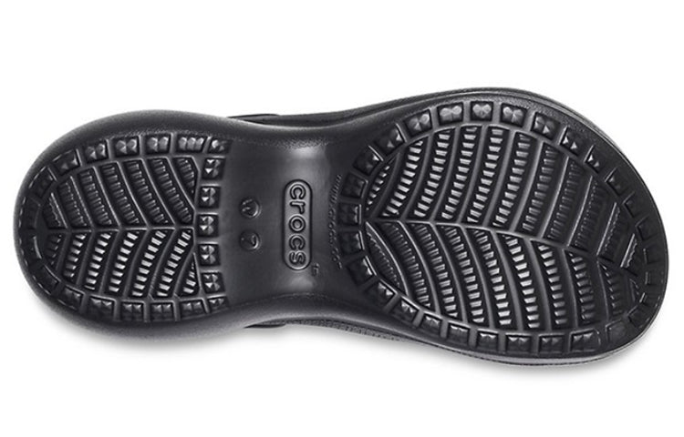 (WMNS) Crocs Small Whale Retro Crocs Thick Sole Black Sandals 206302-001