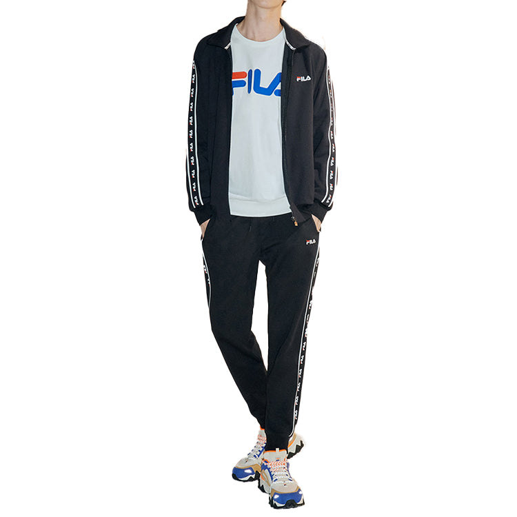 Fila Logo Knit Casual Sports Bundle Feet Long Pants Black T11M032606F-BK