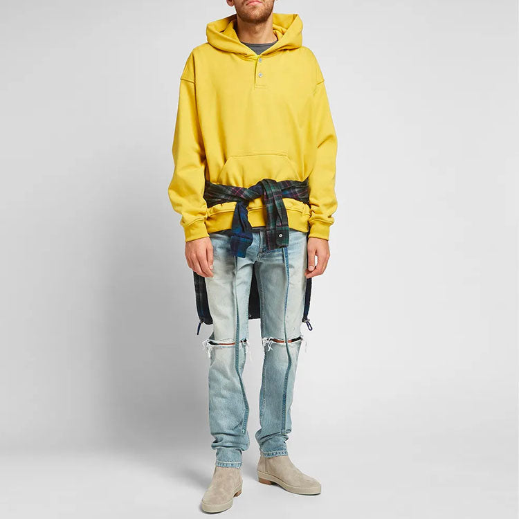 Fear of God Essentials Everyday Henley hooded Button Unisex Yellow FOG-FW19-22