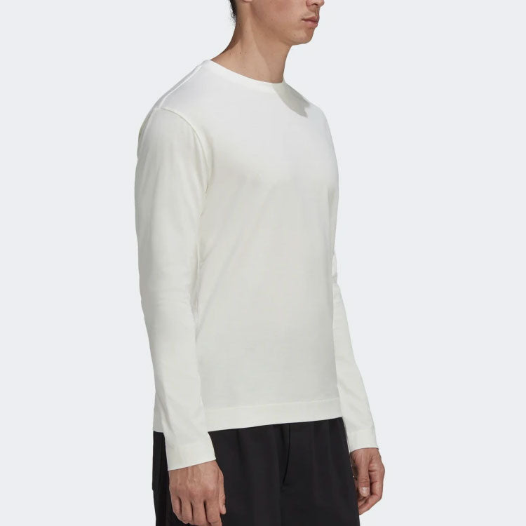 Y-3 Round Neck Alphabet Printing Long Sleeves Creamy White T-Shirt GK4367
