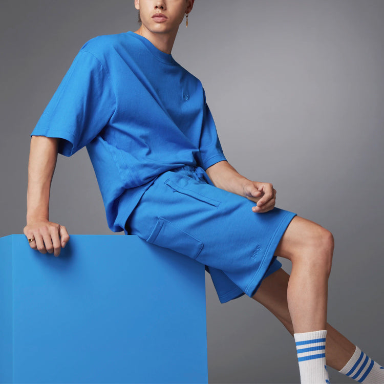 adidas originals Blue Version Series Solid Color Loose Lacing Sports Shorts H33446