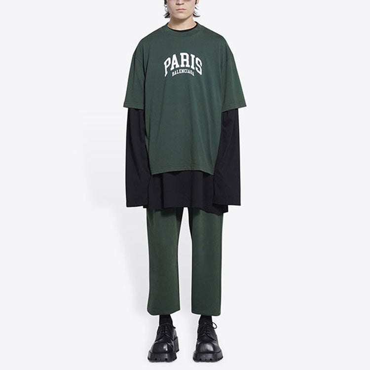Balenciaga Cities Paris T-shirt Medium Fit 'Green' 612966TLVL73011