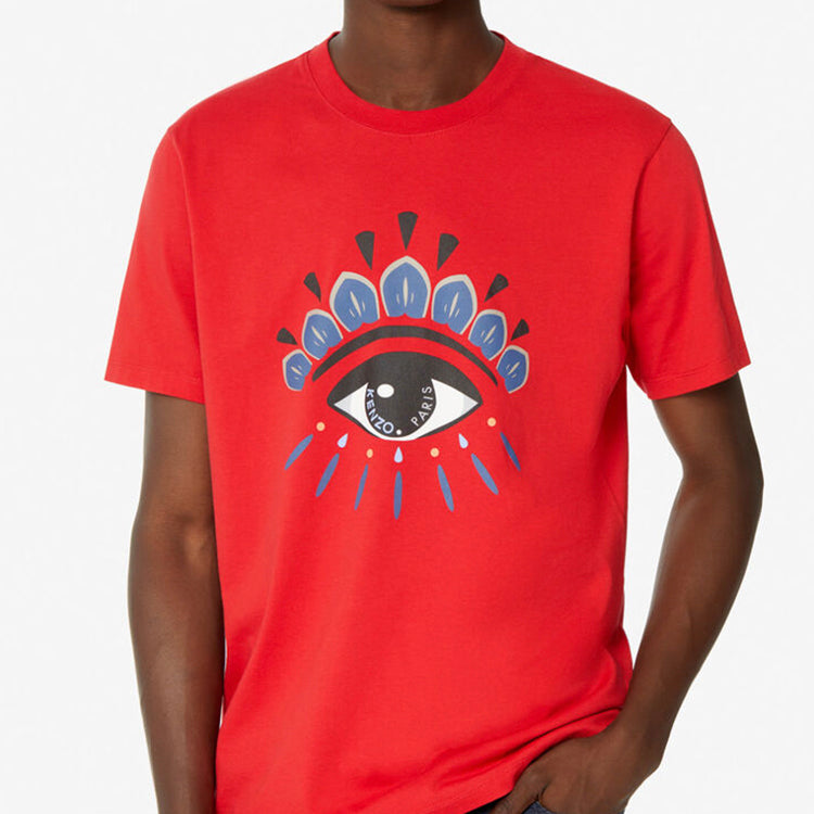 Men's KENZO Classic Eye Printing Round Neck Short Sleeve Red FA55TS0494YC-21