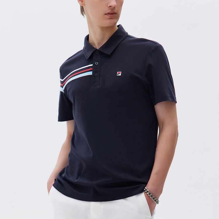 FILA Contrast Colors StripesSport Casual Short Sleeve poloShirt Men s Blue F11M121114F-NV
