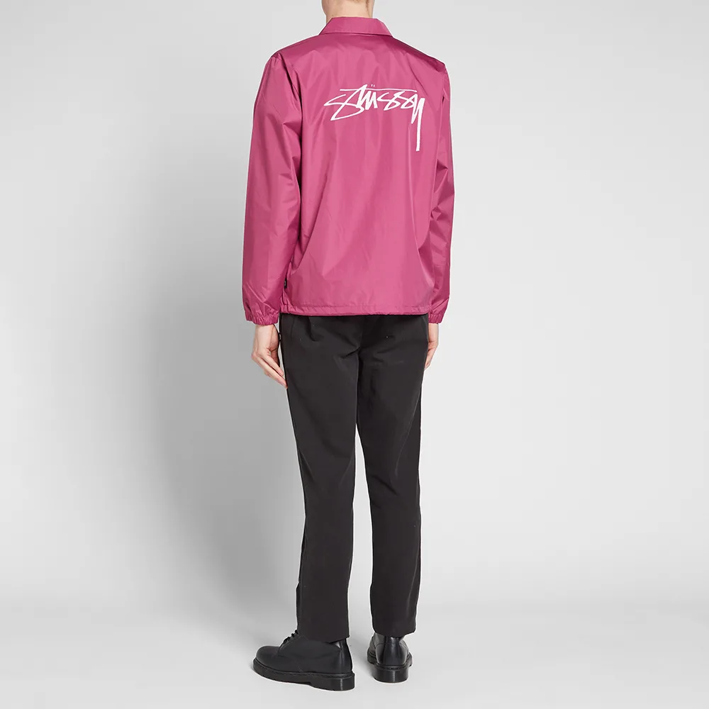 Stussy Back logo Printing Coach Jacket Unisex Rose Red 115394-PINK