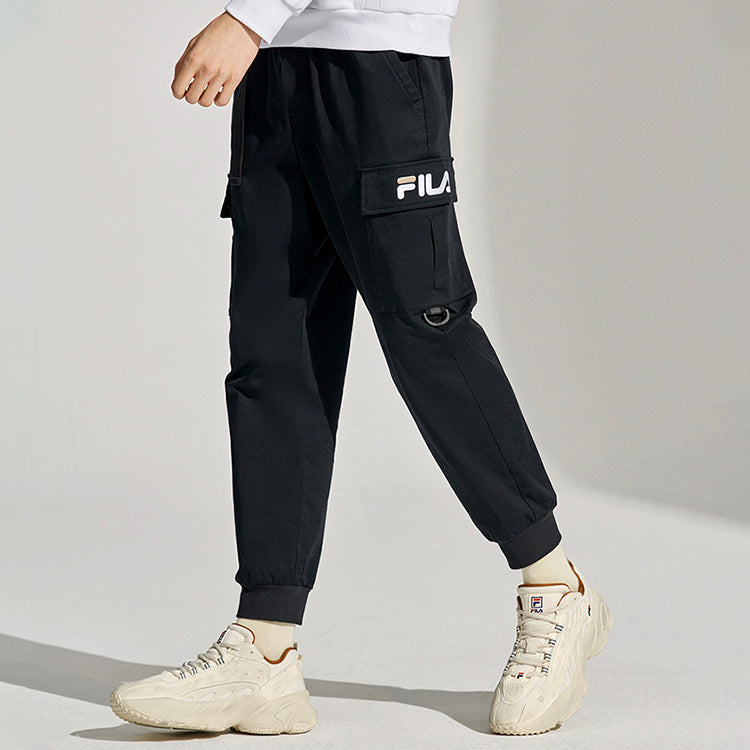 FILA FUSION Woven Lacing Casual Bundle Feet Sports Pants Black T11M113803F-BK