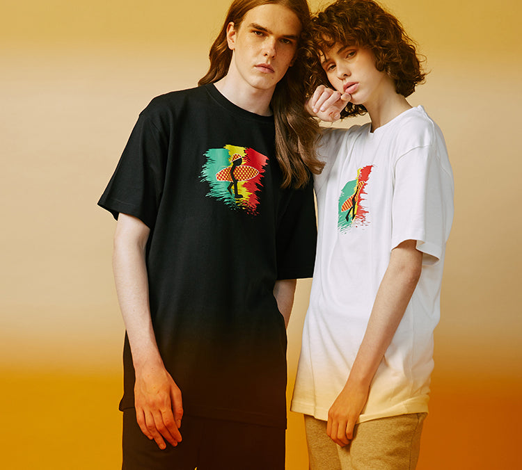 PJs Vigor Reggae Surf Pattern Printing Cotton Short Sleeve Unisex Black 20SSTS10292-P